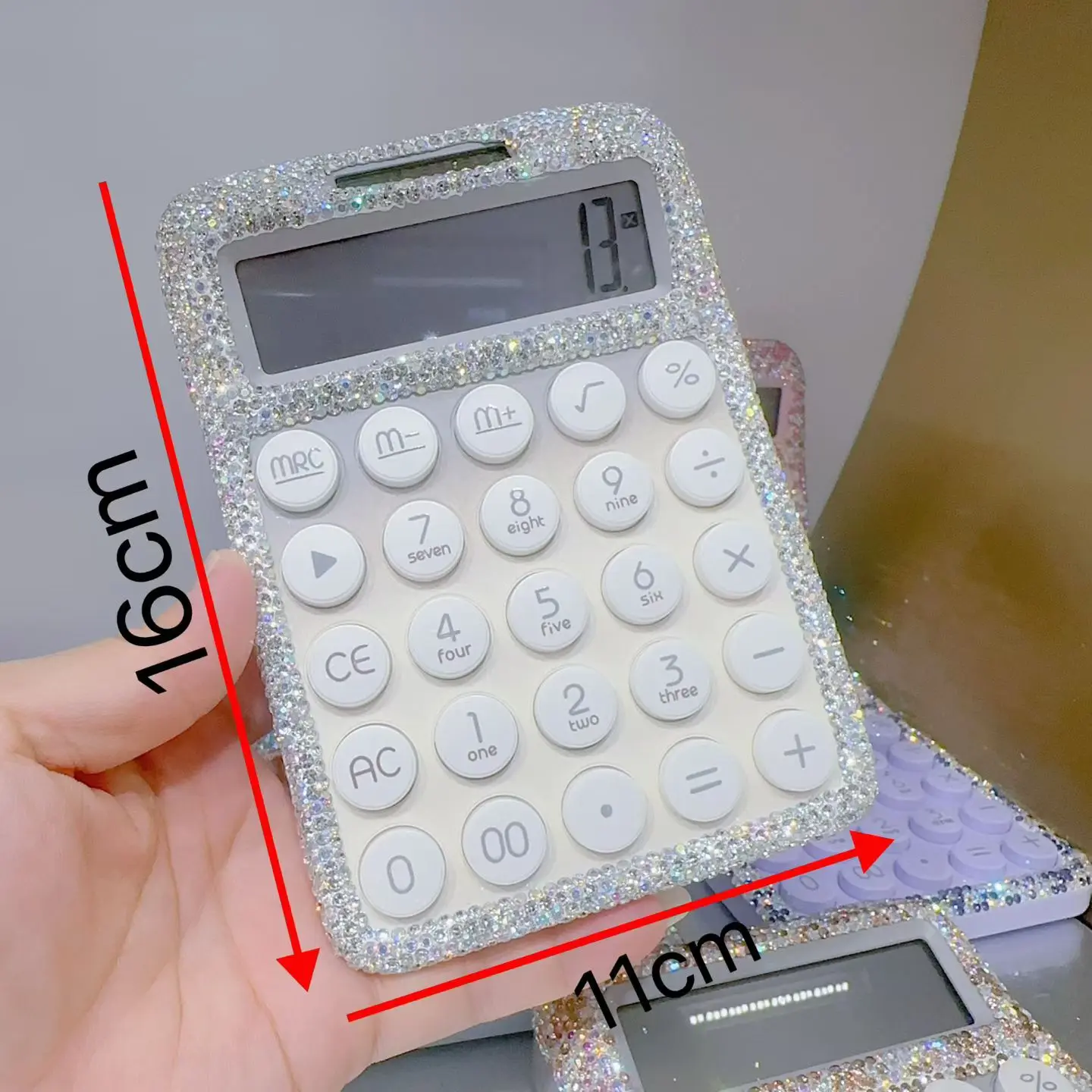 Bling Diamond Dual Power Supply Calculator Financial Accounting Office Student Electronic Calculator Solar 12 Bit Large Screen view 5