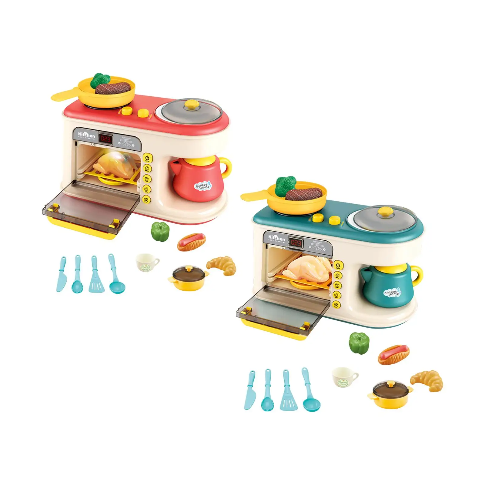 

Microwave Toys Kitchen Playset with Sound Effects Birthday Gift Kids Microwave Cookware Toy Set for Children 3 4 5 6 Girls Boys