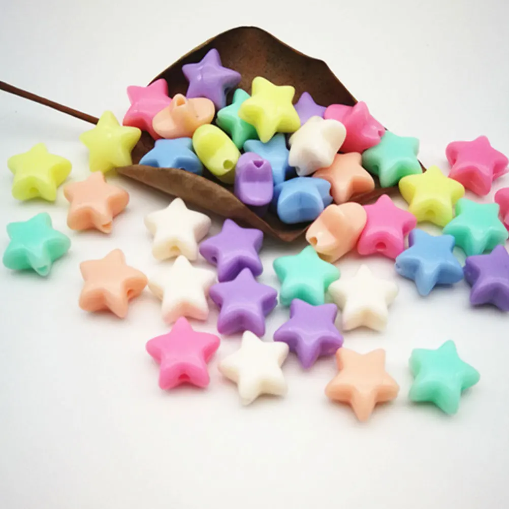 

200 Pcs Jewelry Beads Spacer Charms Decorative Crafts Bracelets Necklace Accessories Star Heart Shaped Beads for DIY