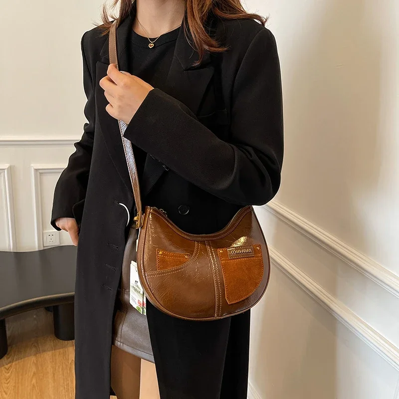 

Diaper Bag Stylish Parisian Leather Handbag Luxury Designer Crossbody Purse For Women Elegant Vintage Tote