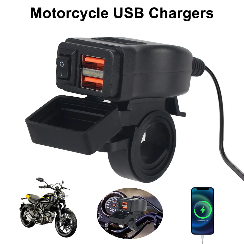 With Switch USB Quick Charge 3.0 Waterproof Adapter Phone Moto Accessory Motorcycle Vehicle-Mounted Charger 12V