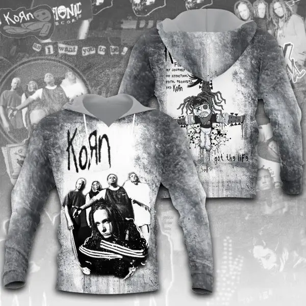 Fashion Men's Hoodies Rock Band Korn 3D Printed Hoodie Men Women Hip Hop Tracksuit Pullover Oversized Street Men Y2k Hoodie Coat