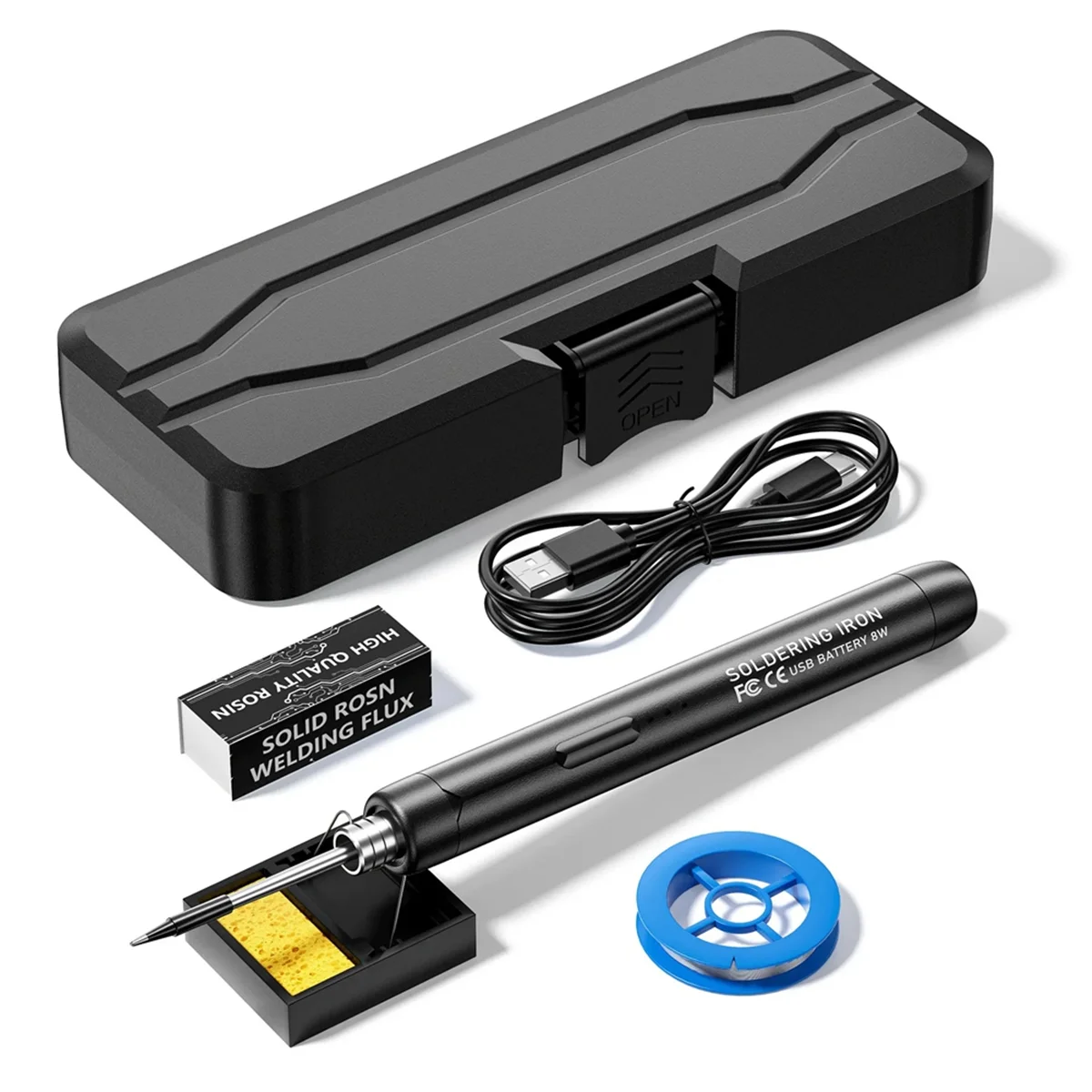 5V Micro-USB Soldering Iron Kit,with Battery Wireless Soldering Iron Portable Electric Welding Machine Solder Pen Black