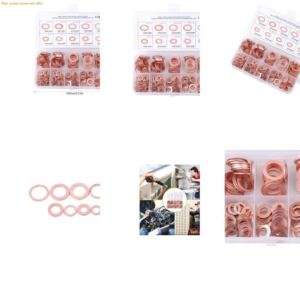 203F 200Pieces of Automobile Engine Oil Drain Plugs Copper Compression Gaskets Sealing O-Rings Gaskets for Household Parts
