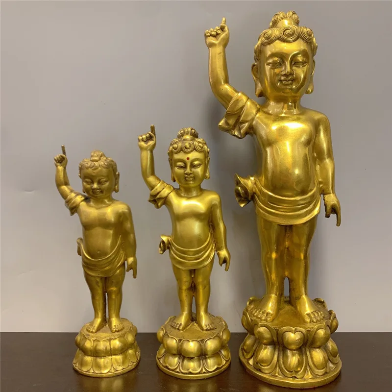 Brass statue of Prince Siddhartha Buddha, offering treasures to the Buddha, resembles a treasure Buddha, Shakyamuni