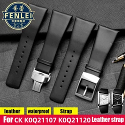 For C-K women's Cowhide Watch Strap K0Q21107/K0Q21120/211 high-quality Men Genuine leather Watchband Santos Men's 28MM Bracelet