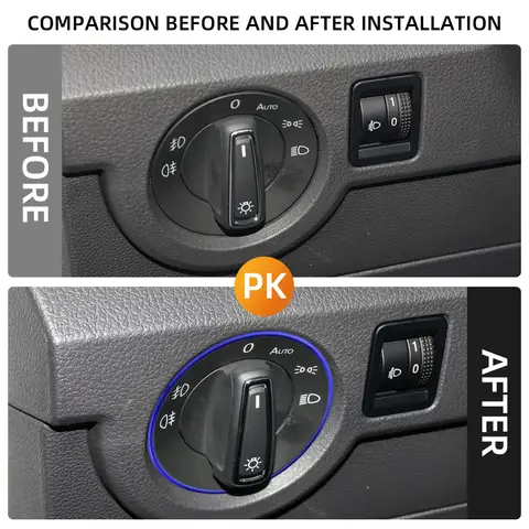 For Volkswagen VW Golf MK5 MK6 Jetta MK5 MK6 Passat B6 B7 Tiguan Caddy Touran Rabbit Headlight Switch Button Trim Sticker Ring 6 best sales vw rabbit mk5 - №2