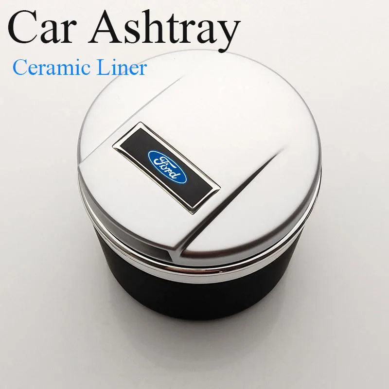 Car ashtray is suitable for Ford Focus Fusion Mondeo Mustang Kuga Ecosport Fiesta Falcon with LED light ceramic liner cigar cup