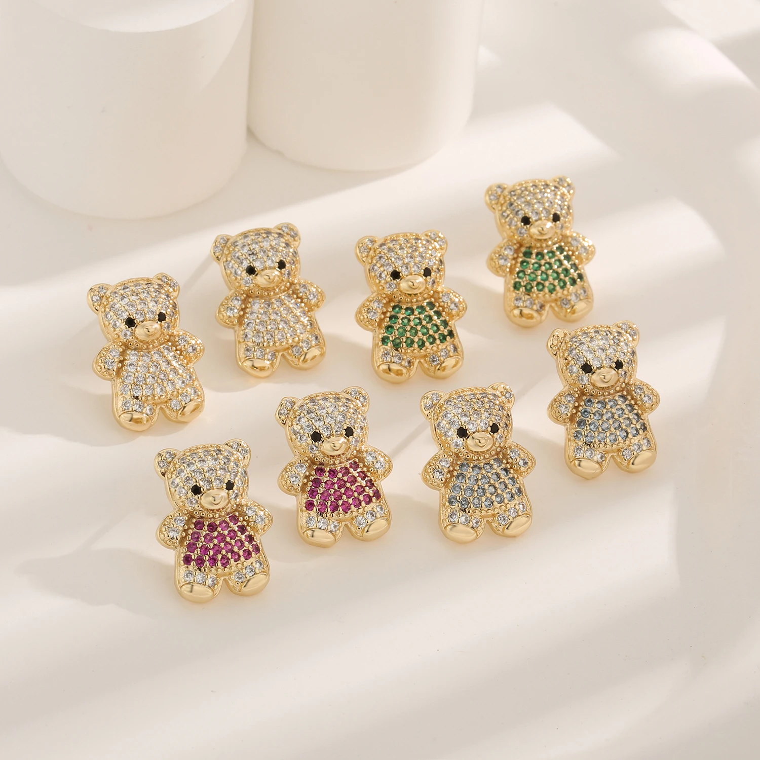 Original Cute Teddy Bear Women's Earrings CZ Crystal Animal Earrings Engagement Party Gift Wholesale Daily Necessities