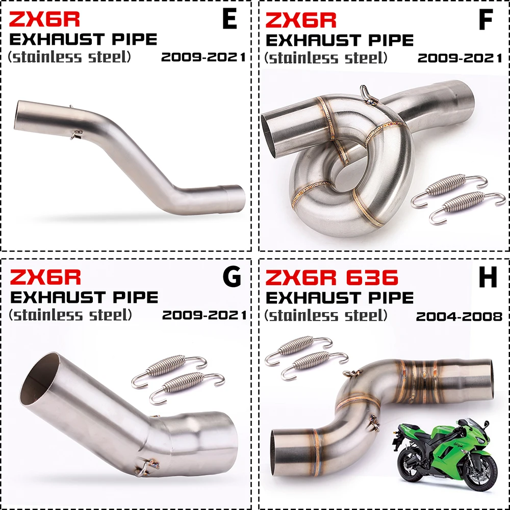 دراجة نارية ZX6R ZX636 قسم توصيل العادم الأنابيب الأوسط وصلة أنبوب ل ZX6R ZX636 2004 2005 2006 2007-2024