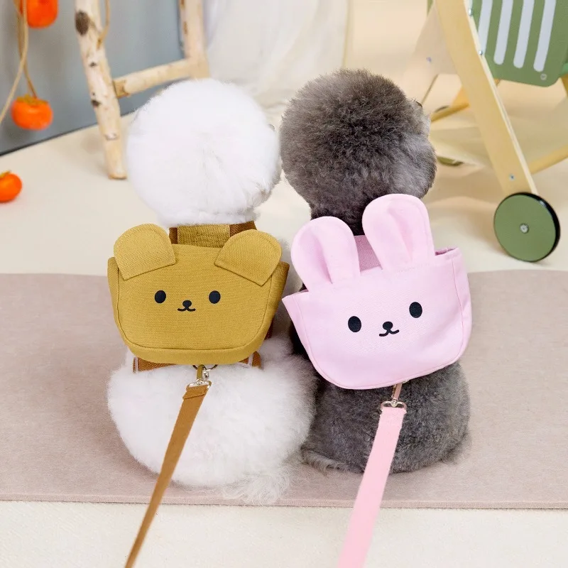 Cute Bear Pet Dog Backpack Pet Clothing Outdoor Supplies Puppy Collar For Small Dog Harness Bag Puppy Harness Dog Accessories