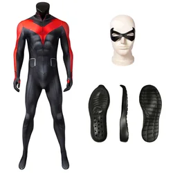 Titan Dick Jumpsuit Halloween Carnival Superhero Judas Contract Cosplay Robin Costume Superhero Printing  with Eye Mask
