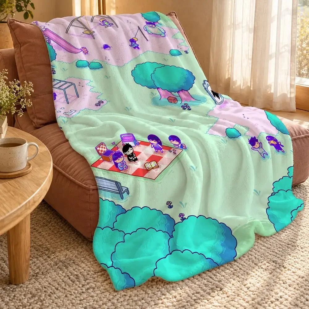 Game Anime O-Omori Throw Double Sided Flannel Throw Blanket Soft Travel Camping Sofa Bed Home