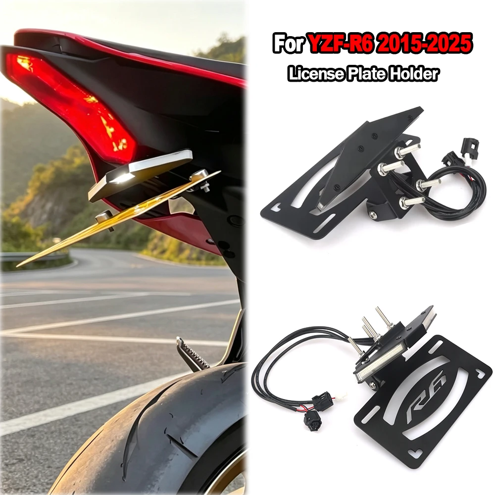 New Motorcycle Tail Tidy License Plate Holder Fender Eliminator Bracket LED Turn Signal For YZF R6 YZFR6 YZF-R6 2015-2025