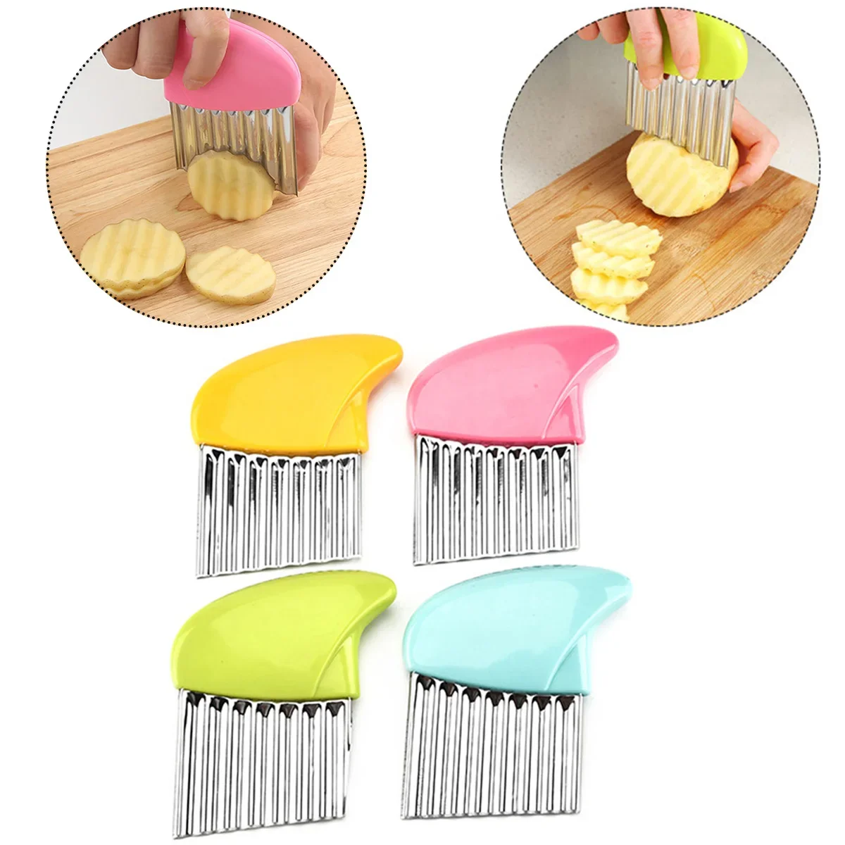 Multifunctional Stainless Steel Potato Cutter Wave Knife French Fries Slicer Vegetable Cutter French Fries Cutting Kitchen Tools