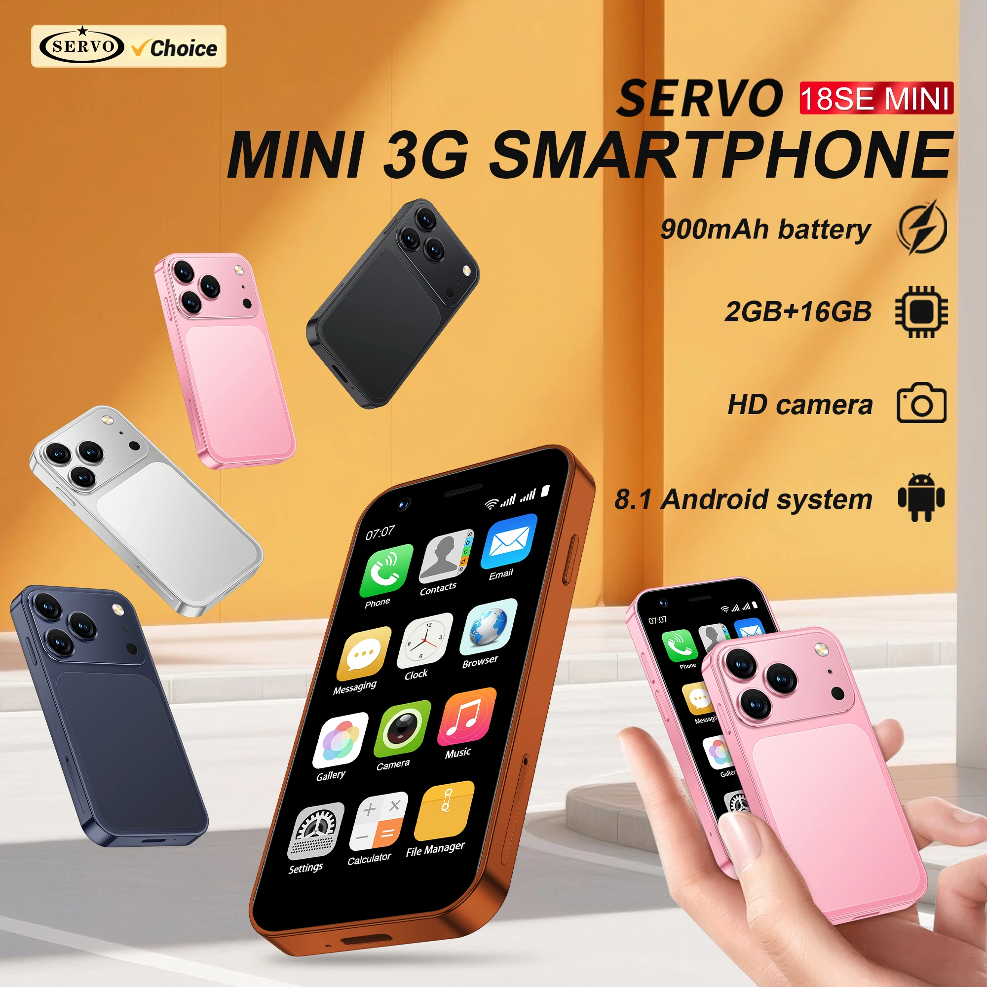 Official SERVO 18SE MINI 3G Small Smartphone Android System Google Store 2GB+16GB WiFi Dual SIM Standby 3.0