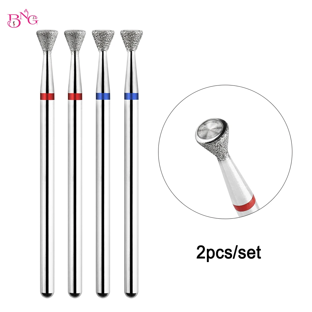 BNG 2pcs/set Diamond Milling Cutter Bald Nail Drill Bits Set for Manicure Accessory Drill Bit for Nails Cuticle Remove Tools