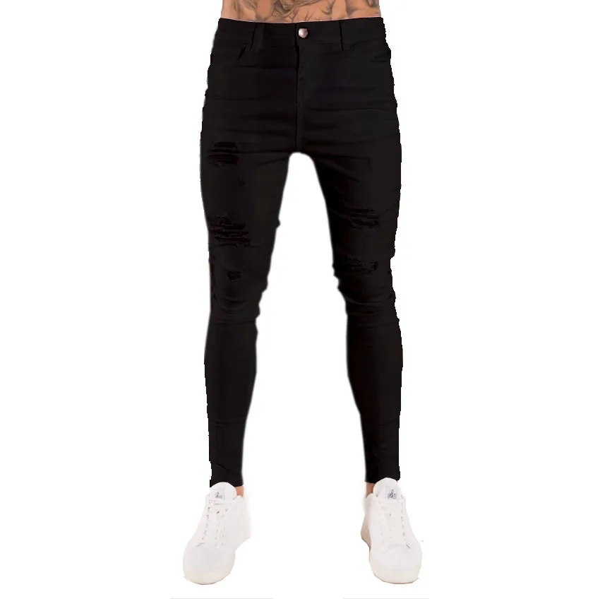 Jean Slim Déchiré en Denim pour Homme, Pantalon Vintage, Délavé, Solide, Surintendant, Décontracté, Slim Fit, Noir, Bleu, Style de Rue, à la Mode, 2023 S17b9f2957bb84c54a440c19b6ee612c8V