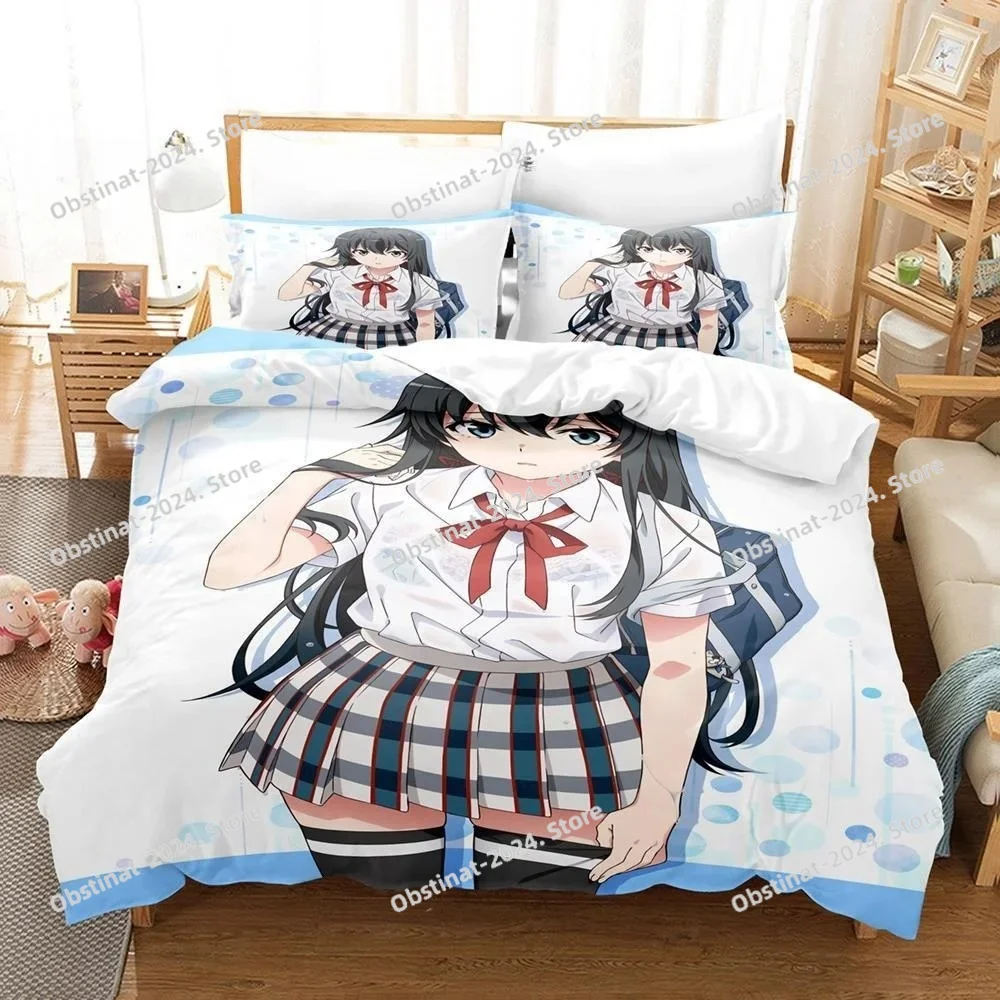 

3d Anime My Teen Romantic Comedy SNAFU Bedding Set Printed Duvet Cover Sheet Pillowcase Soft Quilt Cover Full Queen King Size