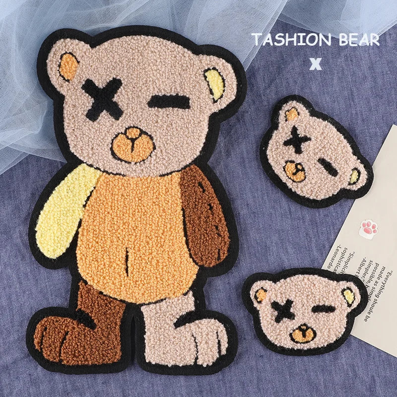 Cartoon Bear Chenille Embroidered Big Plush Patch Badge Clothing Accessories DIY Sewing Embroidery Jacket Clothing Patches