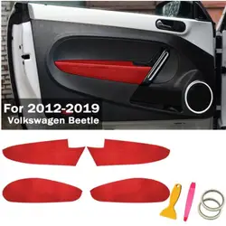 Microfiber Leather Car Door Armrest Panel Protective Cover For Volkswagen Beetle 2012 2013 2014 -2019 car accessories interior