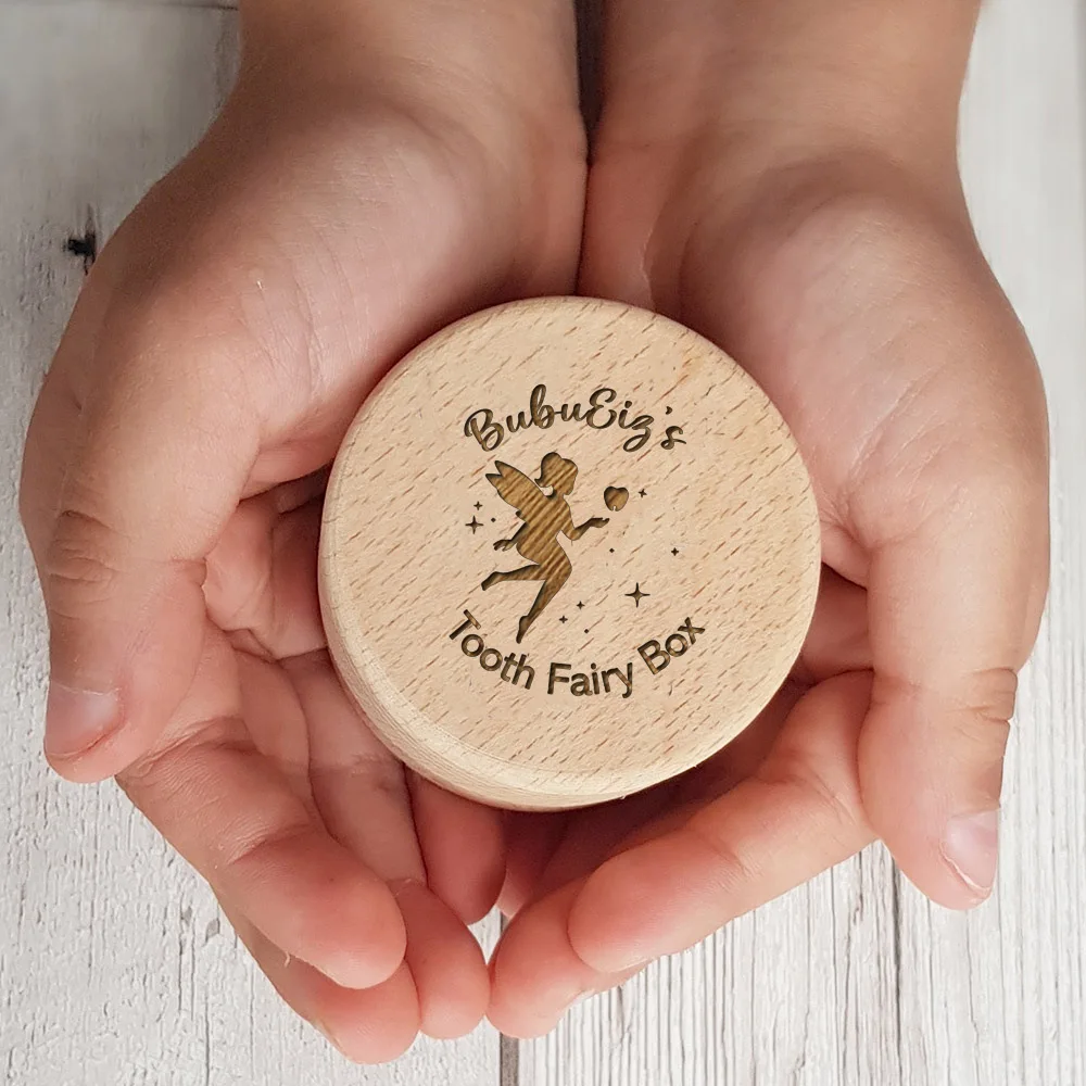 Personalized Tooth Fairy Box New Baby Gift Tooth Fairy Holder Engraved Wooden Kids Teeth Keepsake Boxes Milk Teeth Storage