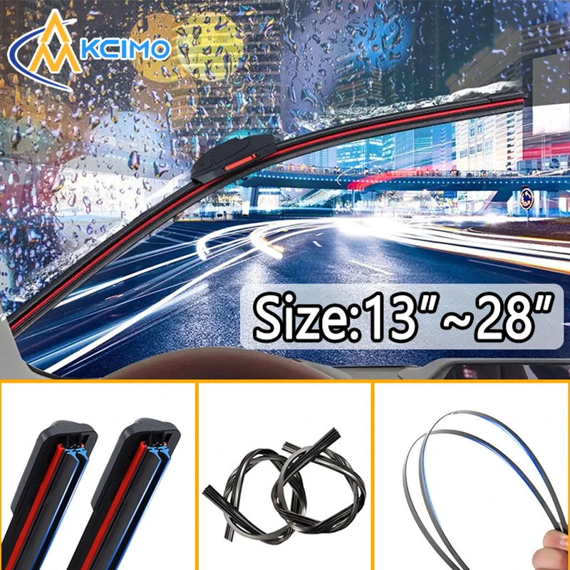 Kcimo Auto Scheibenwischerblatt Silent & HD J/U Haken Doppelgummi Wischerblatt 13 "14" 16 "18" 19 "20" 21 "22" 24 "26" 28 "