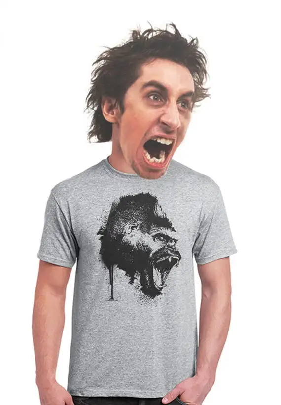 Ape T Shirt Mens Snarling Gorilla Wild Animal Safari Gifts For Africa Gorillas Fan Hip Cool Monkey Apes Edgy Uinsex Men