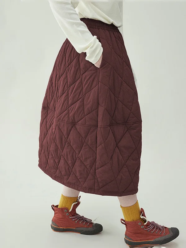 Inverno 2025 cintura alta a linha midi saia feminina solto ajuste coreano sle diamante id algodão inserção saias casuais