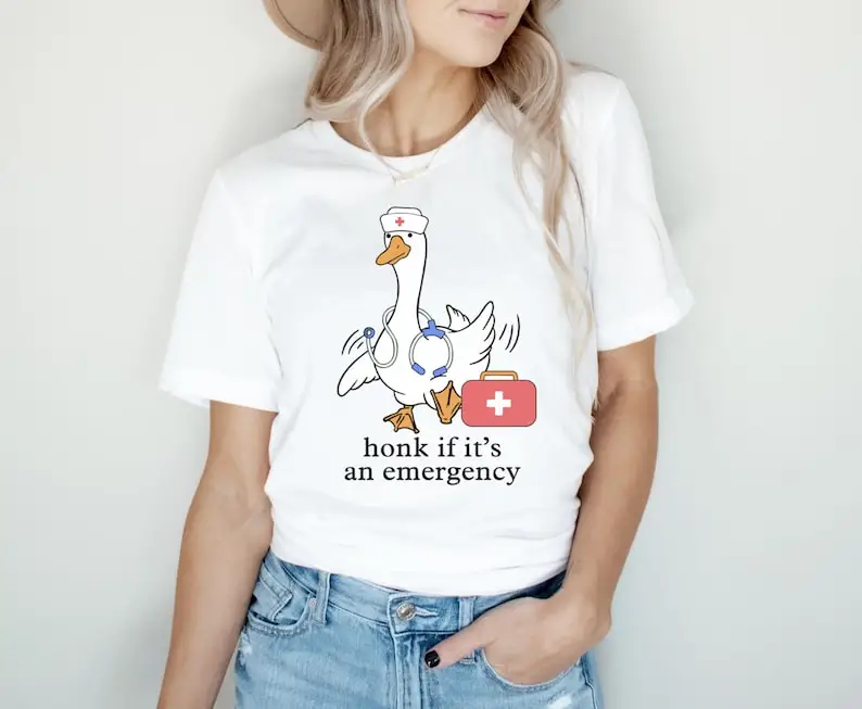 Funny Silly Goose Nurse Shirt, Honk if There's an Emergency RN Tee, Emergency Nurse ER RN Tshirt Critical Care Rn