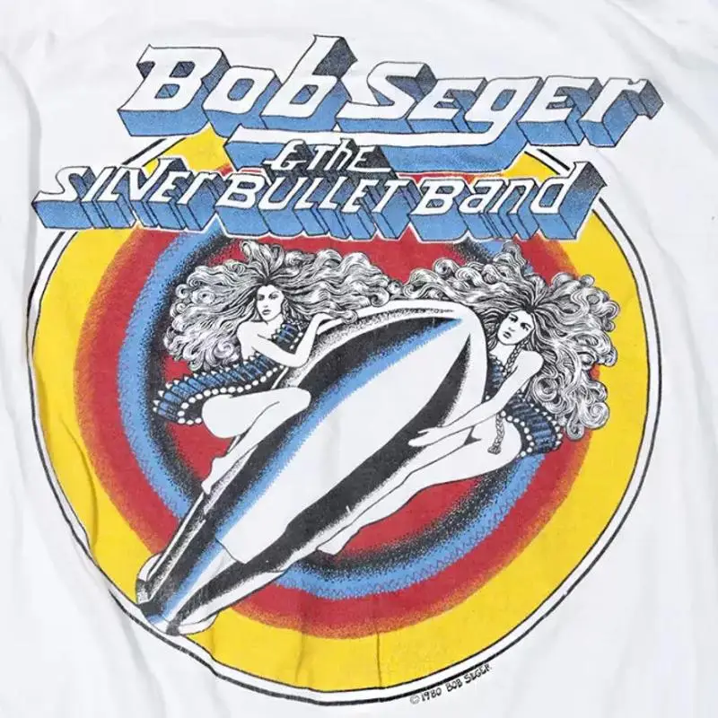 

Винтажная белая футболка Bob Seger The Silver Bullet Band
