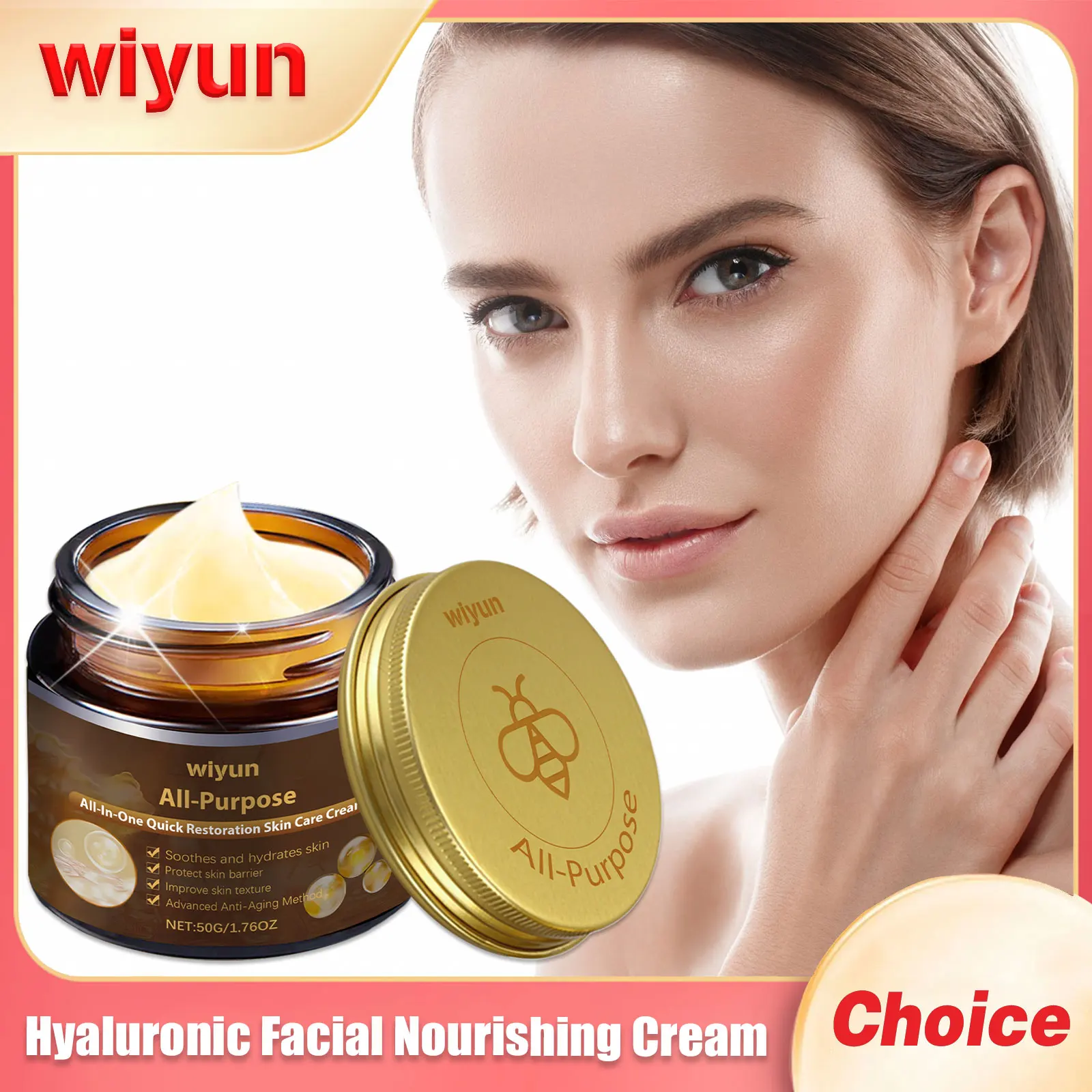 Crème nourrissante pour le visage à base de hyaluronique, traitement apaisant, lifting, raffermissant, améliore la peau sèche craquelée, éclaircissant, hydratant