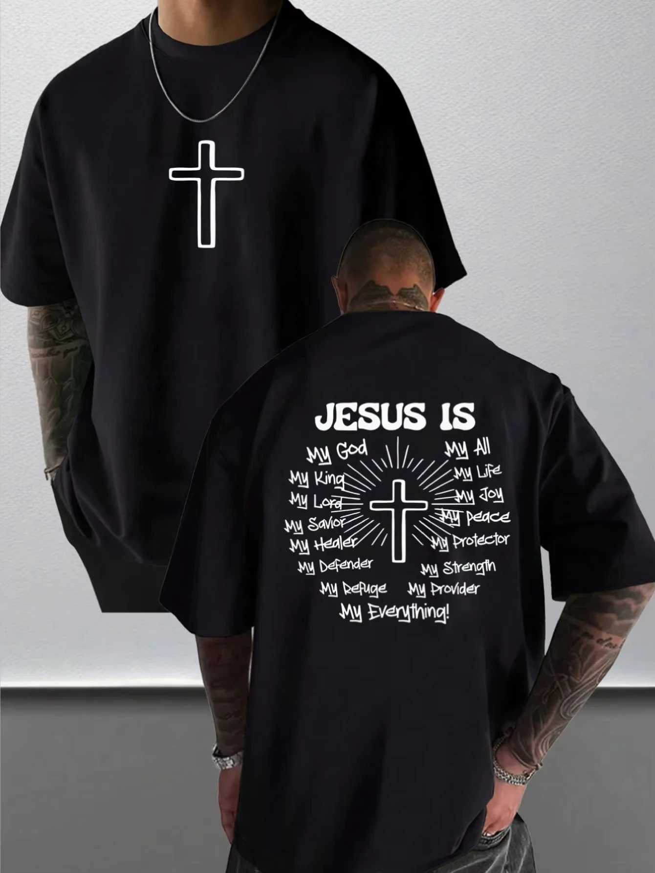 Men's Graphic T-Shirt Jesus Cross Faith Daily Wear 100% Cotton Unisex Gift Idea Men Women Religious Apparel Spiritual Clothing