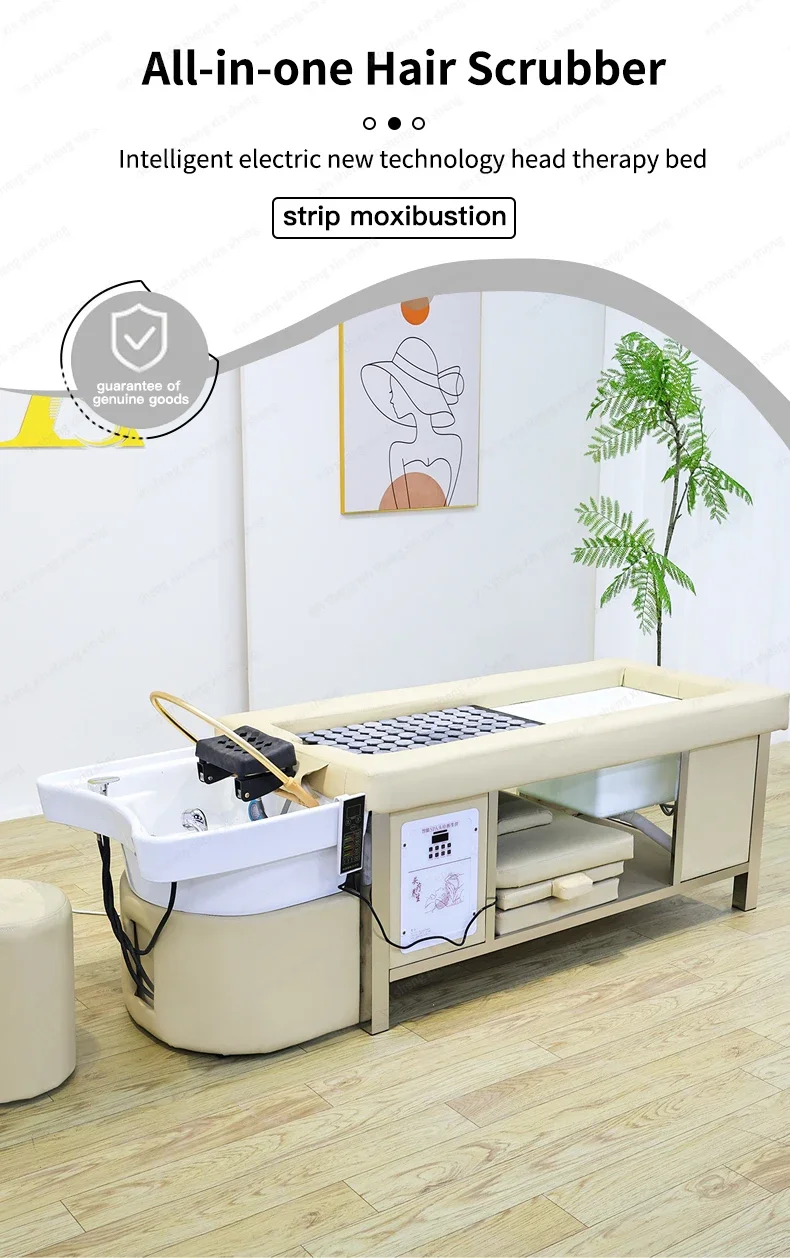 Thailändisches Haarwaschbett mit Moxibustion-Funktion, Keramikbecken, Ausgestattet mit Dampfgerät und Deckel, Kleiner Hocker – Detail 2