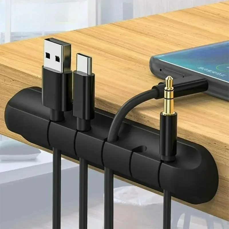 

Силиконовый органайзер для USB-кабеля, устройство для намотки кабеля, аккуратные зажимы для управления, держатель кабеля для мыши, органайзер для наушников