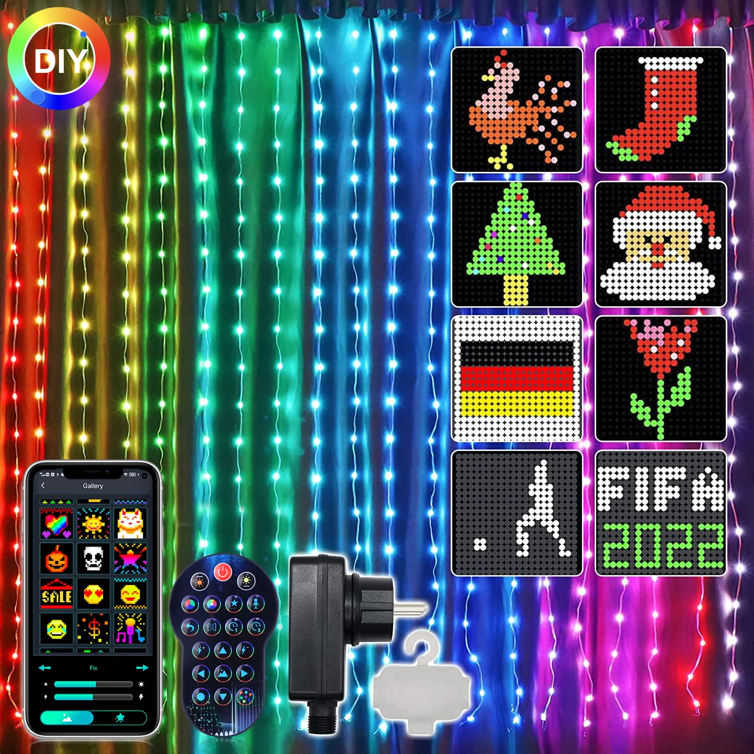 

Светодиодная RGB-гирлянда с дистанционным управлением и Bluetooth