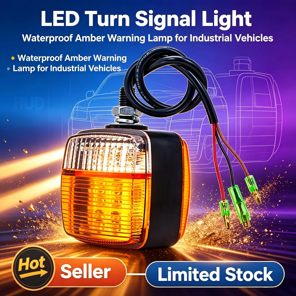 Universal Dual Sides LED Turn Signal Light 12V 24V Amber Side Marker Warning Lamp for Forklift/Tractor/Construction Machinery