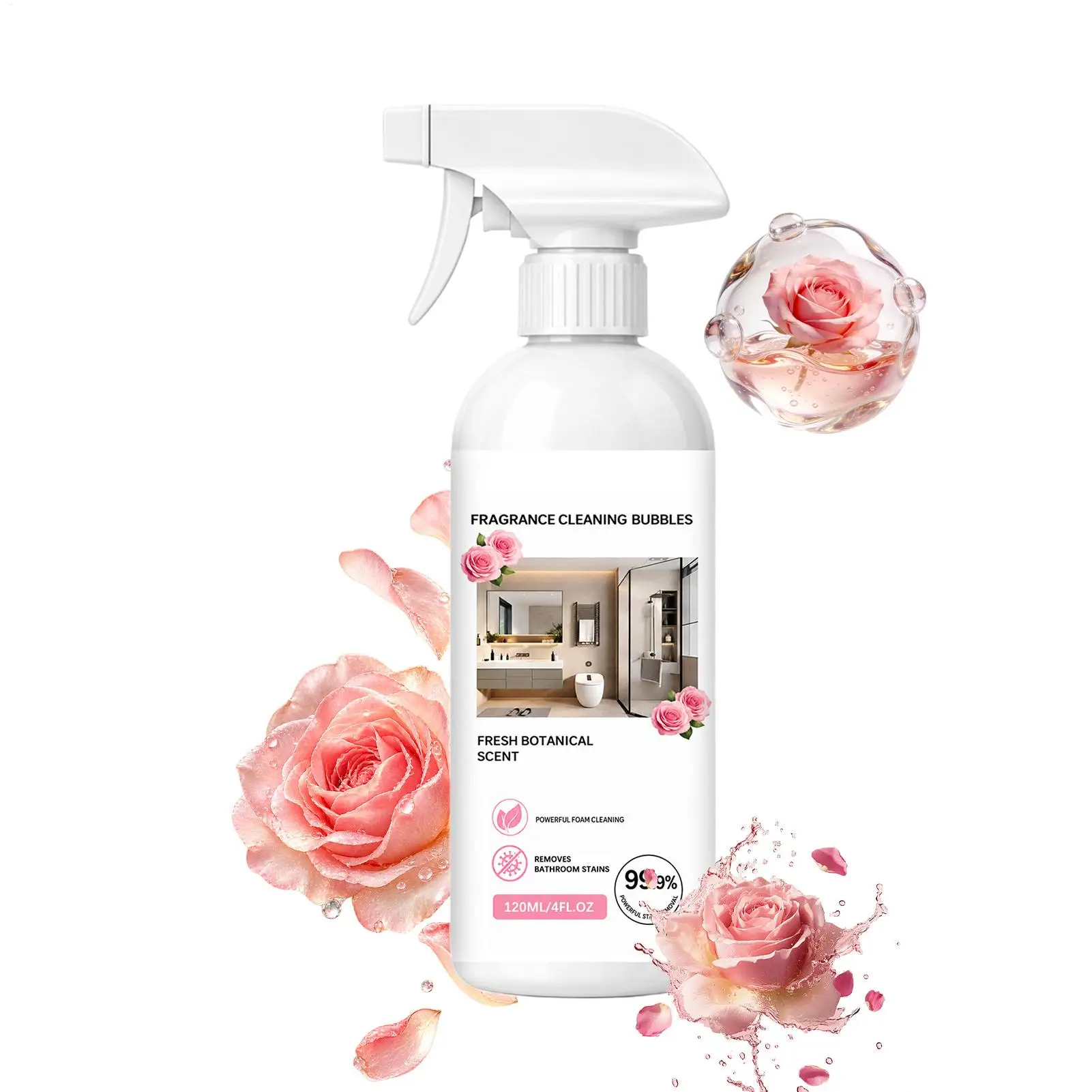 120ml Bathroom Cleaning Spray Foam Cleaner Limescale Remover Soap Scum Stain Removal Agent for Shower Tile Sink Faucet