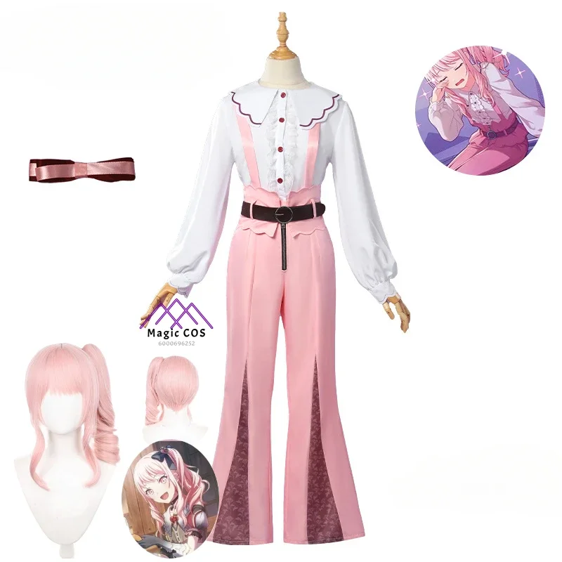 

Anime PJSK Shiho Akiyama Cosplay Costume for Girl with Wig Lolita Suit Project Sekai Pink Uniforms for Woman Role-Play Comic-Con