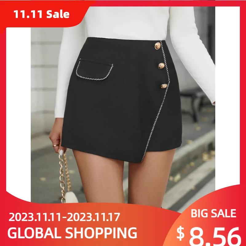 

Commuter Women Mini Shorts Summer Slim Female Casual High Waist Button Irregular Short Pants Women Streetwear Elegant Shorts