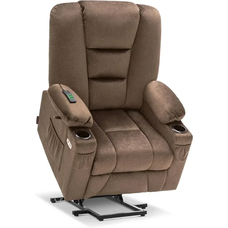 Large Power Lift Recliner Chair Sofa with Massage and Heat for Big and Tall Elderly People, 3 Positions, Cup Holders, and USB