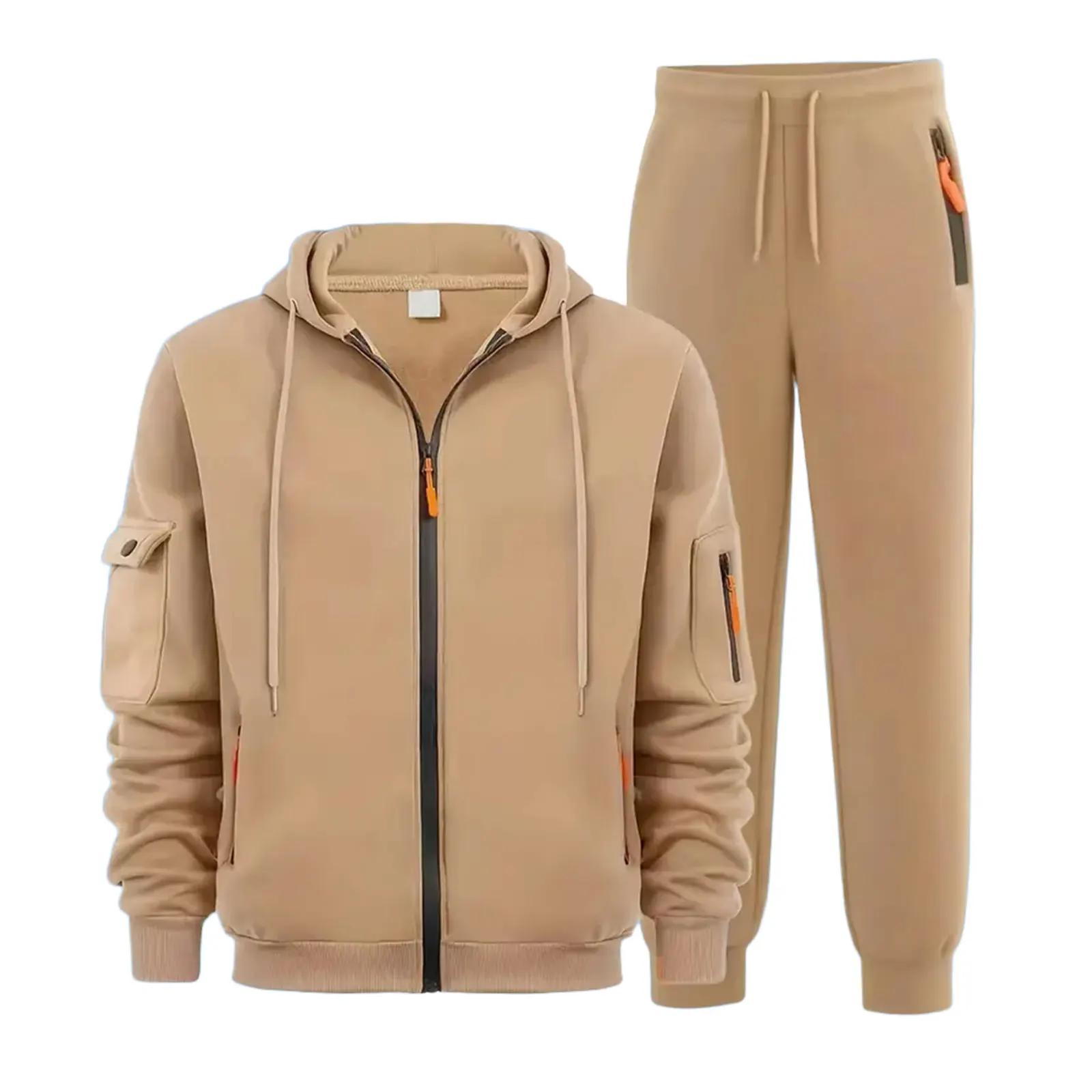 

Button Boy Inc Men's Fashion Fleece Lined Full Zip Hooded Sweatshirt With Arm Pockets And Jogger Pants Mens Pinstripe Suits