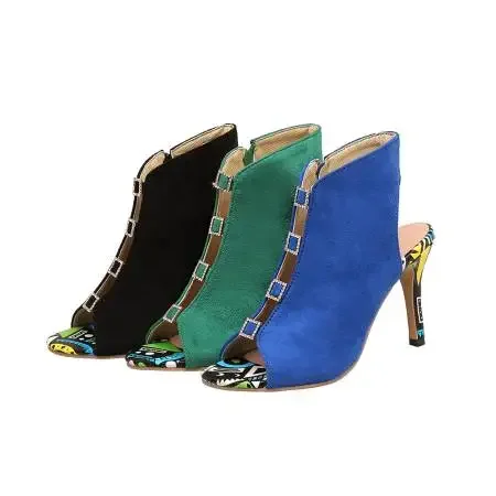 Square Buckle High Heel Fish Mouth Sandals 2024 Summer Sexy High-heeled Nightclub European Square Head Fish Mouth Shoes