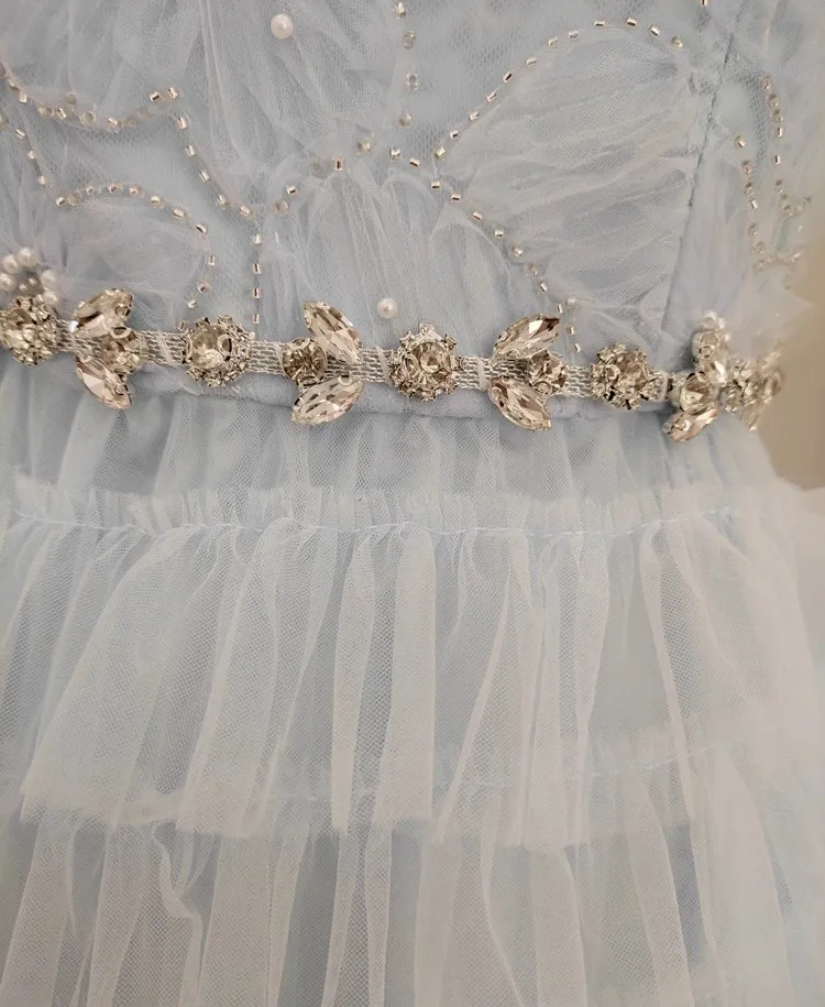 Robe de soirée de Rhsexy sans bretelles pour femmes, diamants en cristal, maille à paillettes perlées, broderie de fleurs, dentelle de tulle, designer de luxe