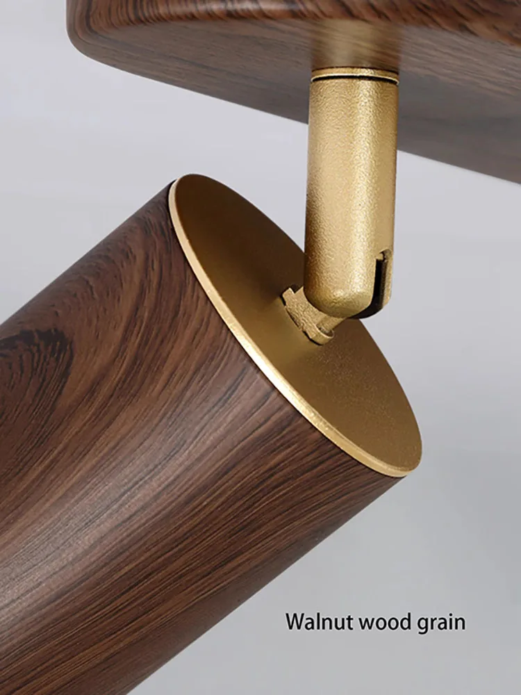 Led Spotlight Surface Mounted Spot Light Replaceable GU10 Bulb 2 3 Heads Walnut Color Aluminum Adjustable Angle 110V 220V Lamp