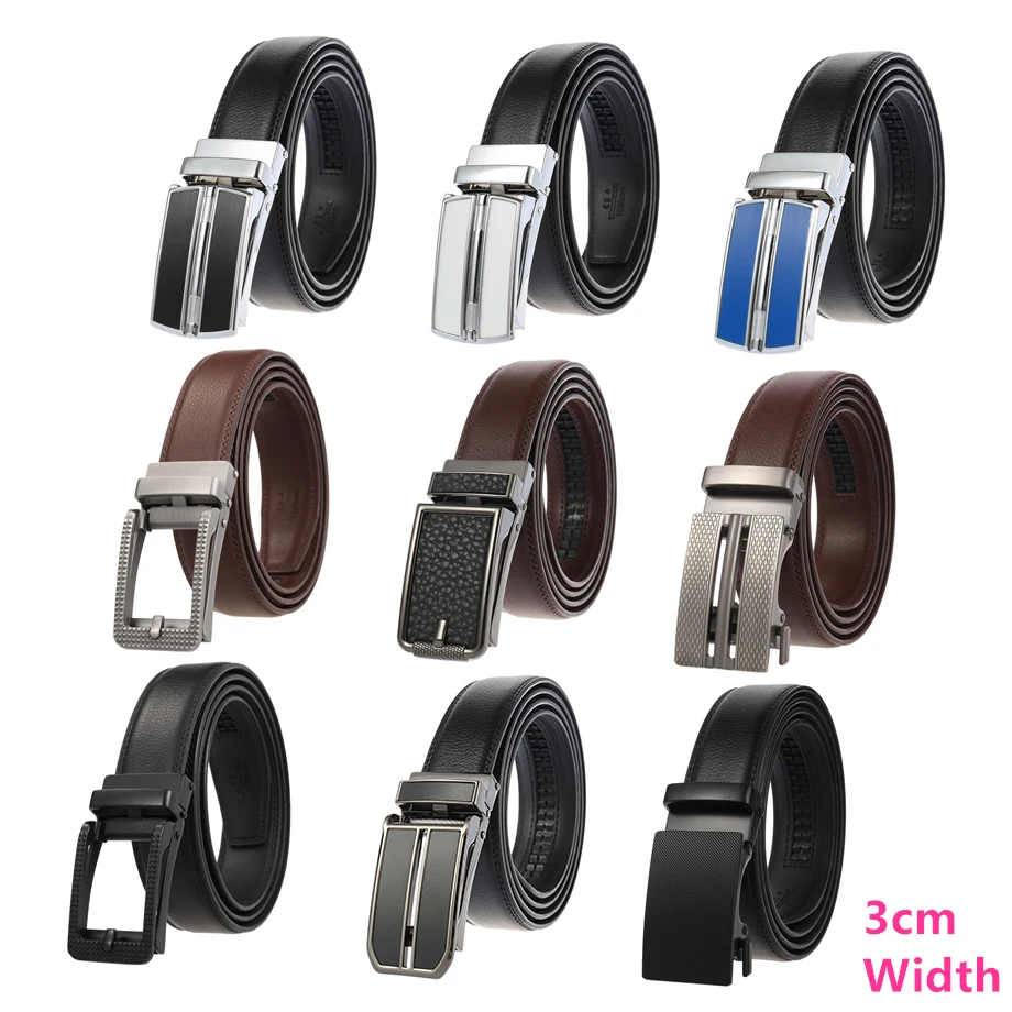 Plyesxale Cow Leather Belt For Men 3cm Width Designer Belts Men High Quality Luxury Brand Black Formal Business Strap Male B1078