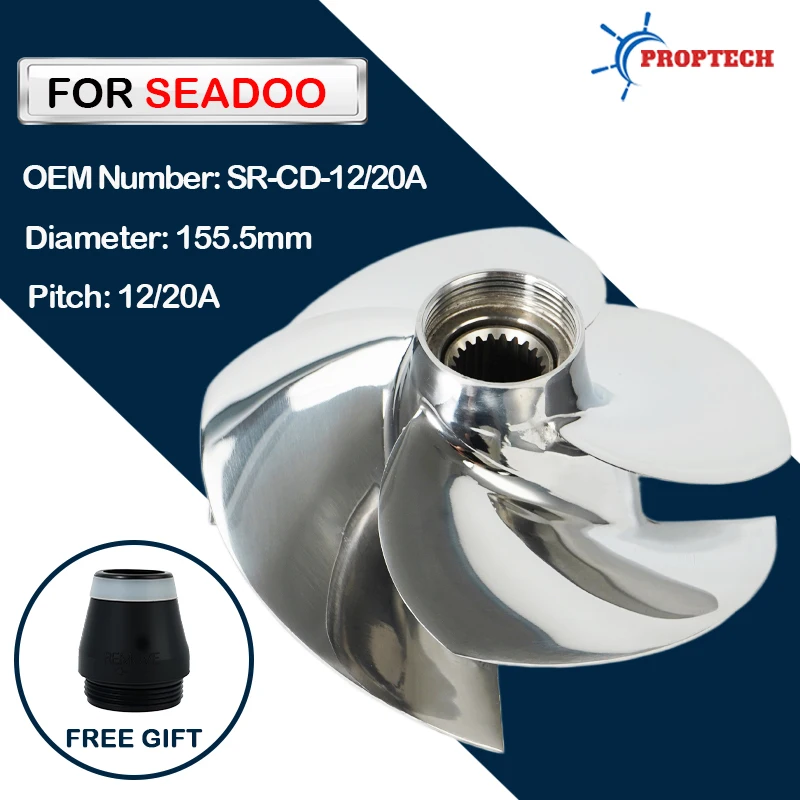 Replaced Solas SR-CD-12/20A fit Seadoo Jet Ski Impeller GTI SE 130 170 FISH PRO 170 GTX 155 4-TEC STD Wake 155 4 Blades 155.5mm