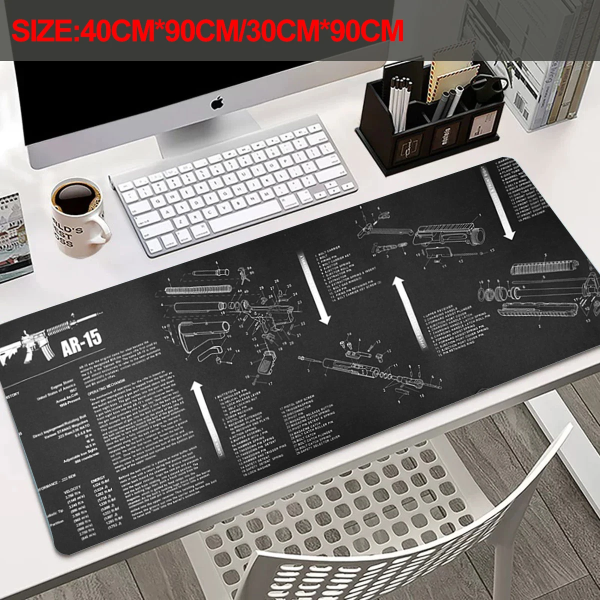 30*90CM GUN Mouse Pad AR15 AK47 Remington 870 Rifle Gun Smith Repair Build Bench Pads Cleaning Rubber Parts Diagram Instruction