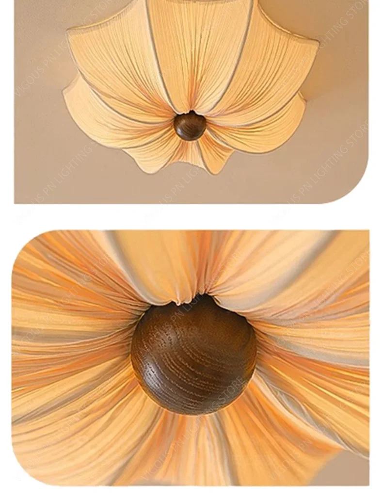 Nordic Wabi Sabi Fabric Ceiling Lights Living Room Cloth