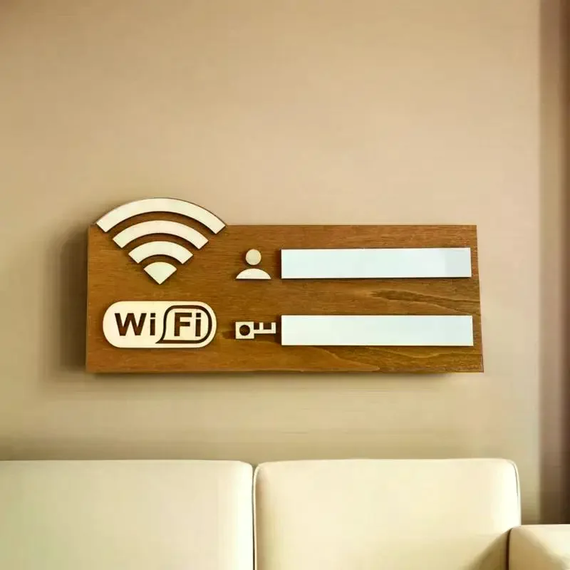 1pc Rustic Wooden WiFi Password Sign, Vintage Wall-Mounted Wireless Network Indicator Plaque, Multi-Purpose Home Decor Accessory